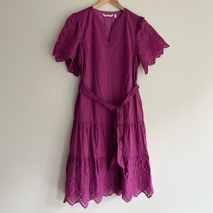 Soft Surroundings Magenta Eyelet Midi Dress size PS